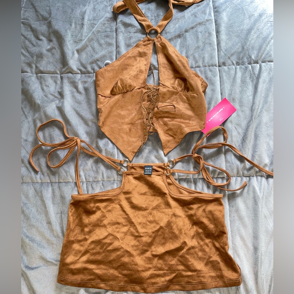 SHEIN western lace top and tie skirt. Size small